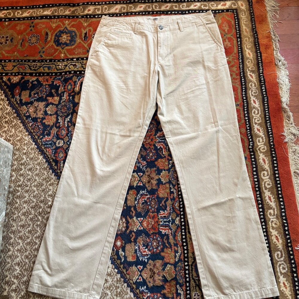 Old Navy Mens Loose Fit Khaki Pants Size 38 X 36 Beige Cotton Casual Wear